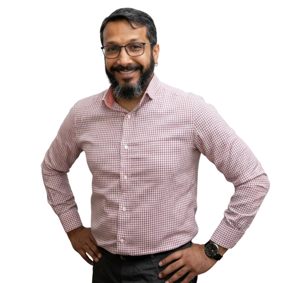 Image of Adarsh standing with hand on hips. Smiling